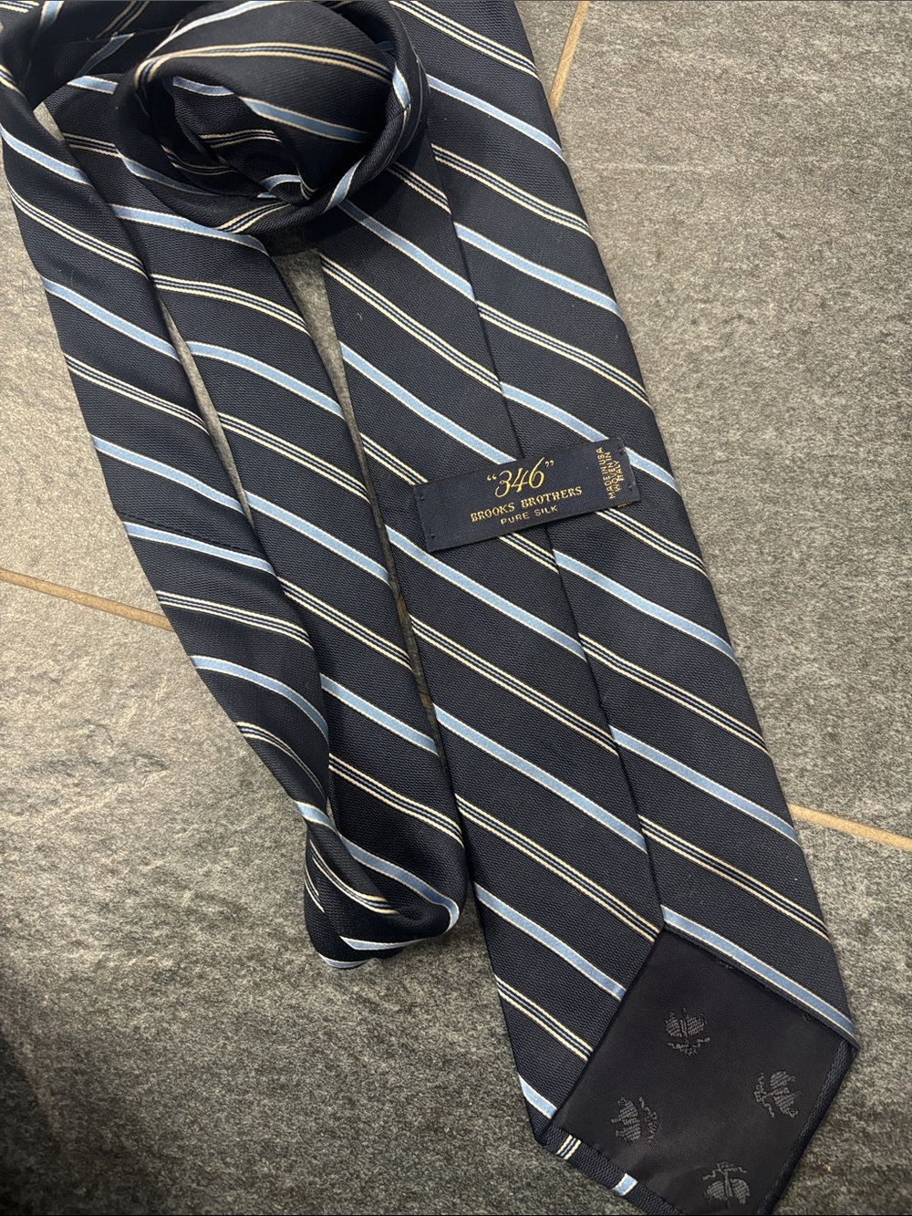 Brooks Brothers Navy and Light Blue Striped Silk Tie
